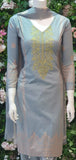 LIME GREY PRINTED COTTON LAWN SALWAR SUIT - Asian Party Wear