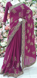 Grape Compote Plum Ethnic Pakistani Party Wear Saree - Asian Party Wear