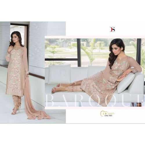 7003 LIGHT BROWN BAROQUE BY DEEPSY GEORGETTE PAKISTANI STYLE SUIT - Asian Party Wear