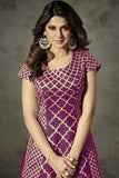 PURPLE INDIAN EMBELLISHED ANARKALI DRESS - Asian Party Wear