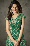 GREEN AND WINE INDIAN EMBELLISHED ANARKALI DRESS - Asian Party Wear