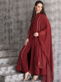 STUNNING MAROON LONG LINE SLIT STYLE READY MADE DRESS - Asian Party Wear