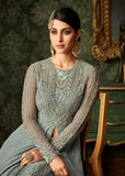 Grey New Indian Wedding Party Bridesmaid Designer Gown - Asian Party Wear