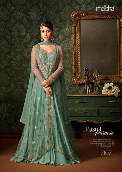 Green Indian Wedding Party Bridesmaid Designer Gown (3 weeks delivery) - Asian Party Wear