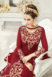 MAROON FLOOR LENGTH ANARKALI INDIAN WEDDING GOWN - Asian Party Wear