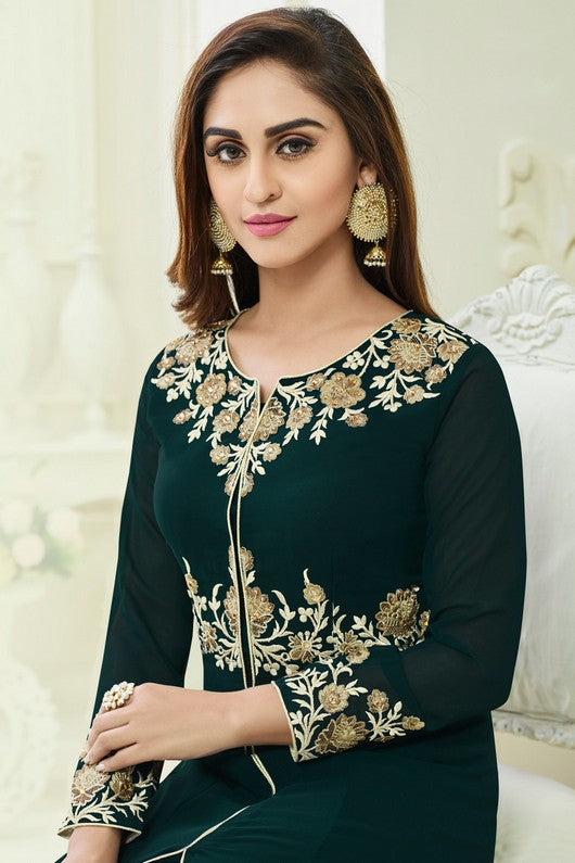 PEACOCK GREEN GOWN JACKET ANARKALI SUIT PEACOCK GREEN GOWN JACKET ANARKALI SUIT