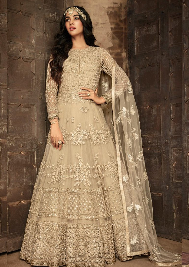 BEIGE INDIAN PAKISTANI BRIDAL WEDDING GOWN BEIGE INDIAN PAKISTANI BRIDAL WEDDING GOWN