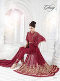 7211 MAROON GLOSSY SAPPHIRE WEDDING WEAR DESIGNER DRESS - Asian Party Wear