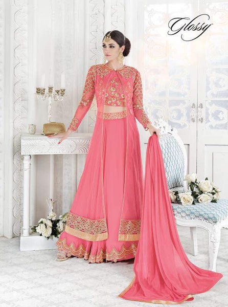 7213 PINK GLOSSY SAPPHIRE WEDDING WEAR DESIGNER DRESS - Asian Party Wear