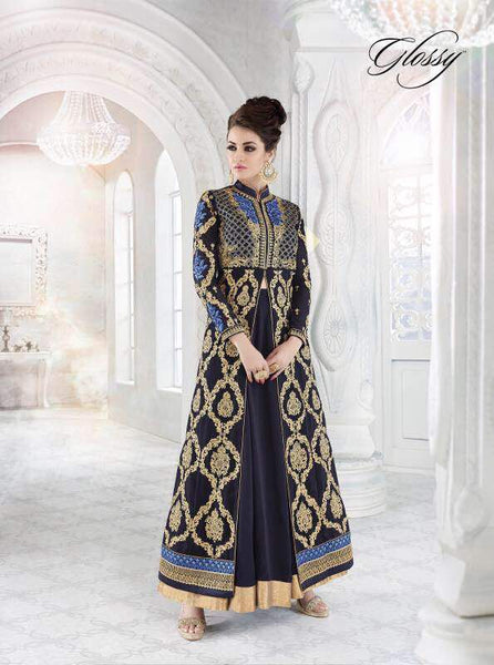 Dress Blues & GOLD PARTY EVENING OUTFIT - Asian Party Wear