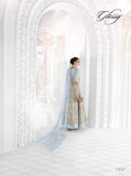 7217 CREAM GLOSSY SAPPHIRE WEDDING WEAR DESIGNER DRESS - Asian Party Wear