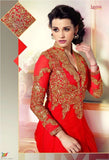 L19001 FIESTA RED LAVINA HEAVY EMBRIODERD DESIGNER DRESS - Asian Party Wear