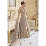 EXQUISITE BRIDESMAID EID PARTY BEIGE OR  PEACH WITH GOLD WEDDING DRESS (FREE STITCHING) - Asian Party Wear