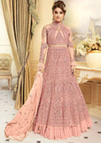 ELEGANT ROSE PINK INDIAN & PAKISTANI DESIGNER PARTY AND WEDDING WEAR FANCY ANARKALI SUIT - Asian Party Wear