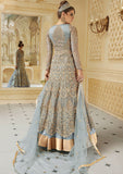 STUNNING FADED DENIM INDIAN & PAKISTANI DESIGNER PARTY AND WEDDING WEAR FANCY ANARKALI GOWN - Asian Party Wear