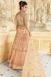 ENIGMATIC PEACH INDIAN & PAKISTANI DESIGNER PARTY AND WEDDING WEAR FANCY LEHENGA - Asian Party Wear