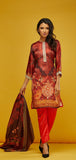 Red Printed 100% Silk Salwar Kameez - Asian Party Wear