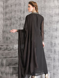 AC-28 STUNNING BLACK LONG READY MADE DRESS - Asian Party Wear