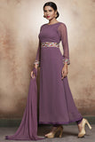 PURPLE ROSE CIRCULAR STYLE READY MADE SALWAR SUIT - Asian Party Wear