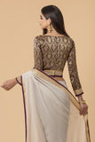 ZACS-719 SILVER GREY PARTY WEAR BROCADE BLOUSE SAREE - Asian Party Wear