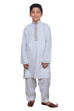 OFF WHITE YOUNG BOYS READY MADE SALWAR SUIT - Asian Party Wear