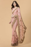 ZACS-733 PEACH INDIAN WEDDING & BRIDESMAID SAREE - Asian Party Wear