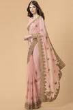 ZACS-733 PEACH INDIAN WEDDING & BRIDESMAID SAREE - Asian Party Wear