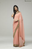 ZACS-734 PEACH PLAIN GEORGETTE READY MADE INDIAN SAREE - Asian Party Wear