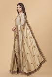 ZACS-714 BEIGE AND PLUM TRADITIONAL INDIAN STYLE SAREE - Asian Party Wear