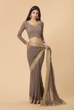 ZACS-713 MOUSE COLOUR ELEGANT PARTY WEAR INDIAN SAREE - Asian Party Wear