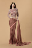 CORAL ROSE PARTY SAREE - Asian Party Wear