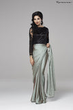 ZACS-707 GREY AND BLACK READY MADE PARTY WEAR SAREE - Asian Party Wear