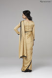 ZACS-728 BEIGE INDIAN WEDDING WEAR READY MADE CAPE STYLE SAREE - Asian Party Wear