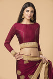 MAROON GEORGETTE SAREE WITH RICH GOLD BORDER - Asian Party Wear