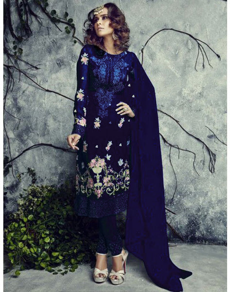 D4002 DARK BLUE MUMTAZ SAJAWAT SALWAR KAMEEZ - Asian Party Wear