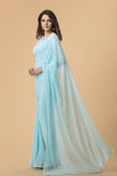 ZACS-701 SKY BLUE GEORGETTE NEW INDIAN OCCASIONAL WEAR SAREE - Asian Party Wear