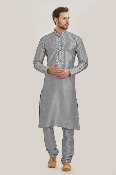 Grey Indian Men's Suit EId Kurta Pajama - Asian Party Wear