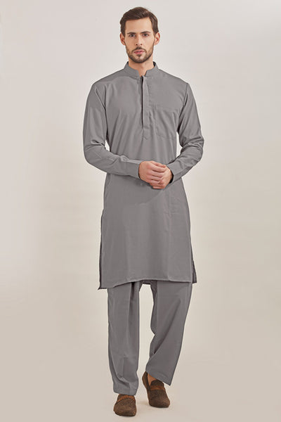 Grey Men's Shalwar Kameez Pakistani Casual Menswear - Asian Party Wear