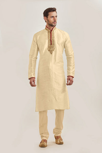 Gold Men's Wedding Kurta Trouser Formal Dress - Asian Party Wear