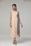 PRETTY PEACH EMBROIDERED SLEEVES STYLISH CHURIDAR SUIT - Asian Party Wear