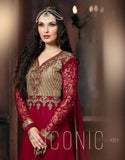 4301 RED "CELEBRITY ISSUE” FLOOR LENGTH EMBROIDERED ANARKALI SUIT - Asian Party Wear