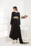 BLACK EID WEDDING PARTY DESIGNER FLARED SUIT - Asian Party Wear