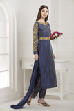 BLUE AND GOLD INDIAN PAKISTANI PARTY WEAR SALWAR SUIT - Asian Party Wear