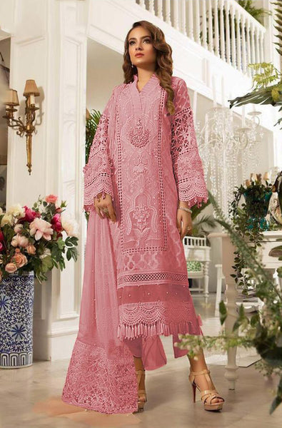 Rose Tan Dusty Pink Pakistani Designer Organza Suit - Asian Party Wear