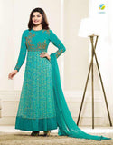 5733 TURQUOISE KASEESH PRACHI GALAXY DESIGNER ANARKALI DRESS - Asian Party Wear