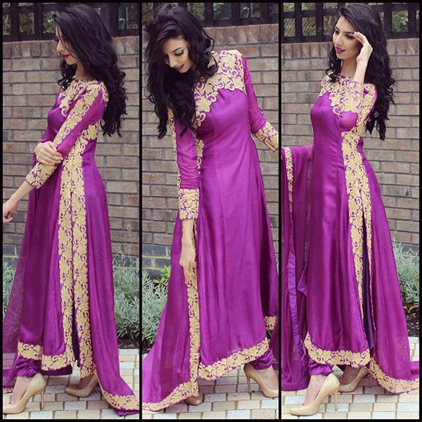 BEST SELLER 11058 PURPLE ME VOGUE EMPRESS STYLISH EMBRIODERED SUIT - Asian Party Wear