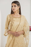 BEIGE BANGLORI SILK READY MADE GHARARA EMBELLISHED SUIT - Asian Party Wear