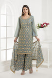 GREY EMBROIDERED SHARARA STYLE DRESS - Asian Party Wear