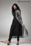 BLACK PRINTED JACKET STYLISH READY MADE DRESS - Asian Party Wear