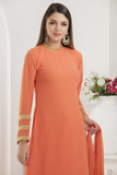 ORANGE SIMPLE STRAIGHT CUT DESIGNER READY MADE SUIT - Asian Party Wear